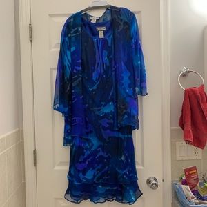 Simply silk blue multi color dress